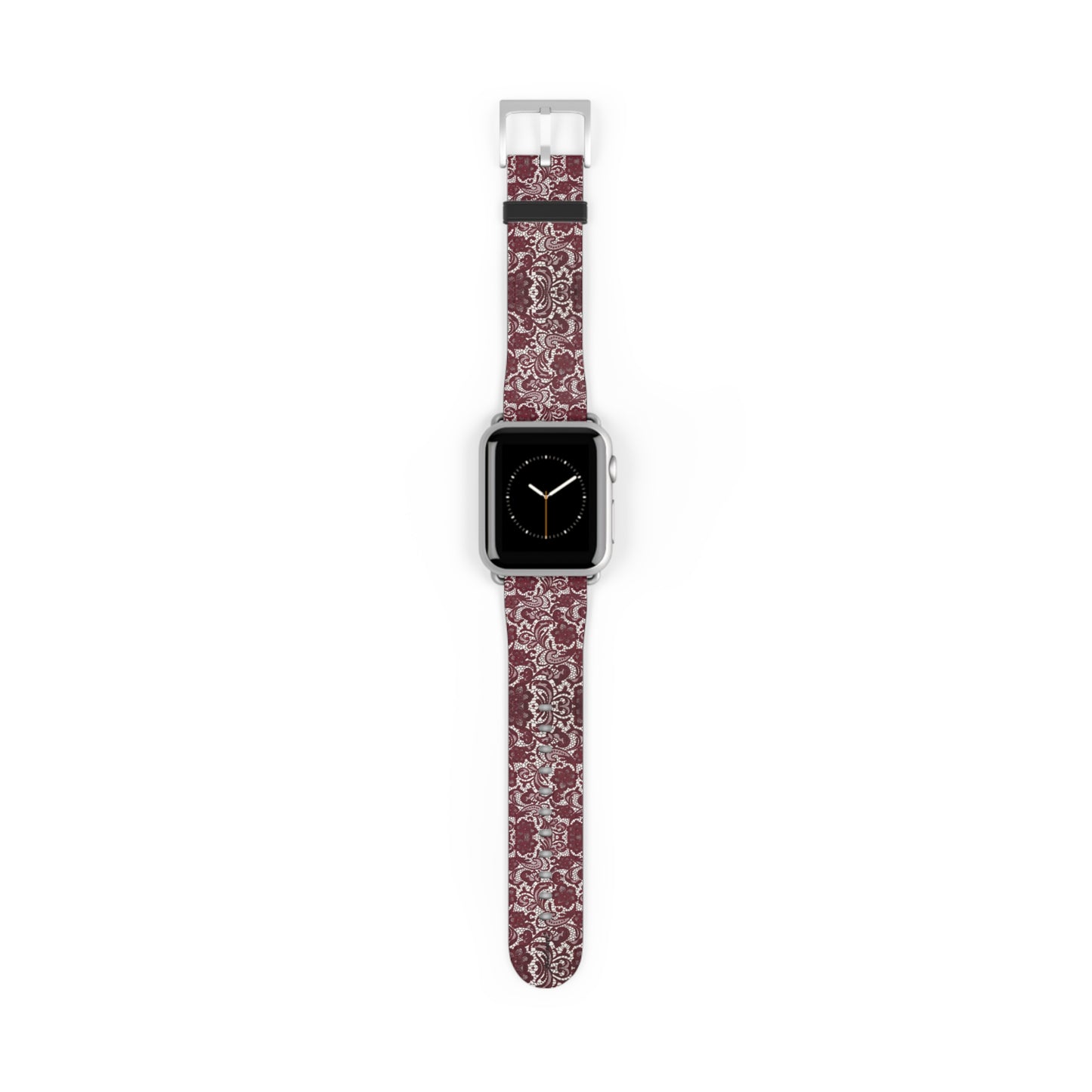 Crimson Baroque Apple Watch band blood-red filigree full view