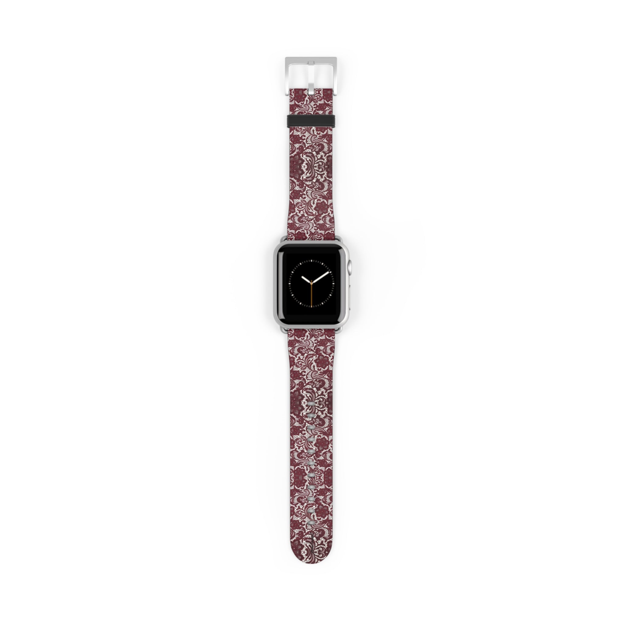 Crimson Baroque Apple Watch band blood-red filigree full view