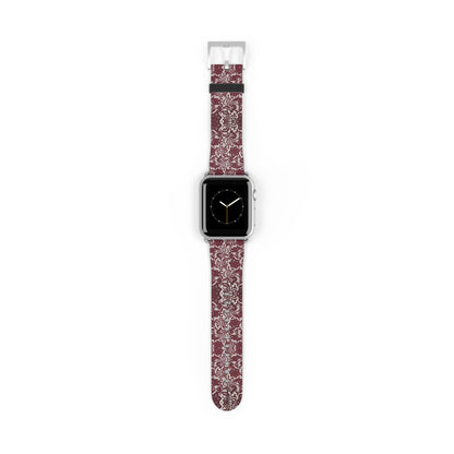 Crimson Baroque Apple Watch band blood-red filigree full view
