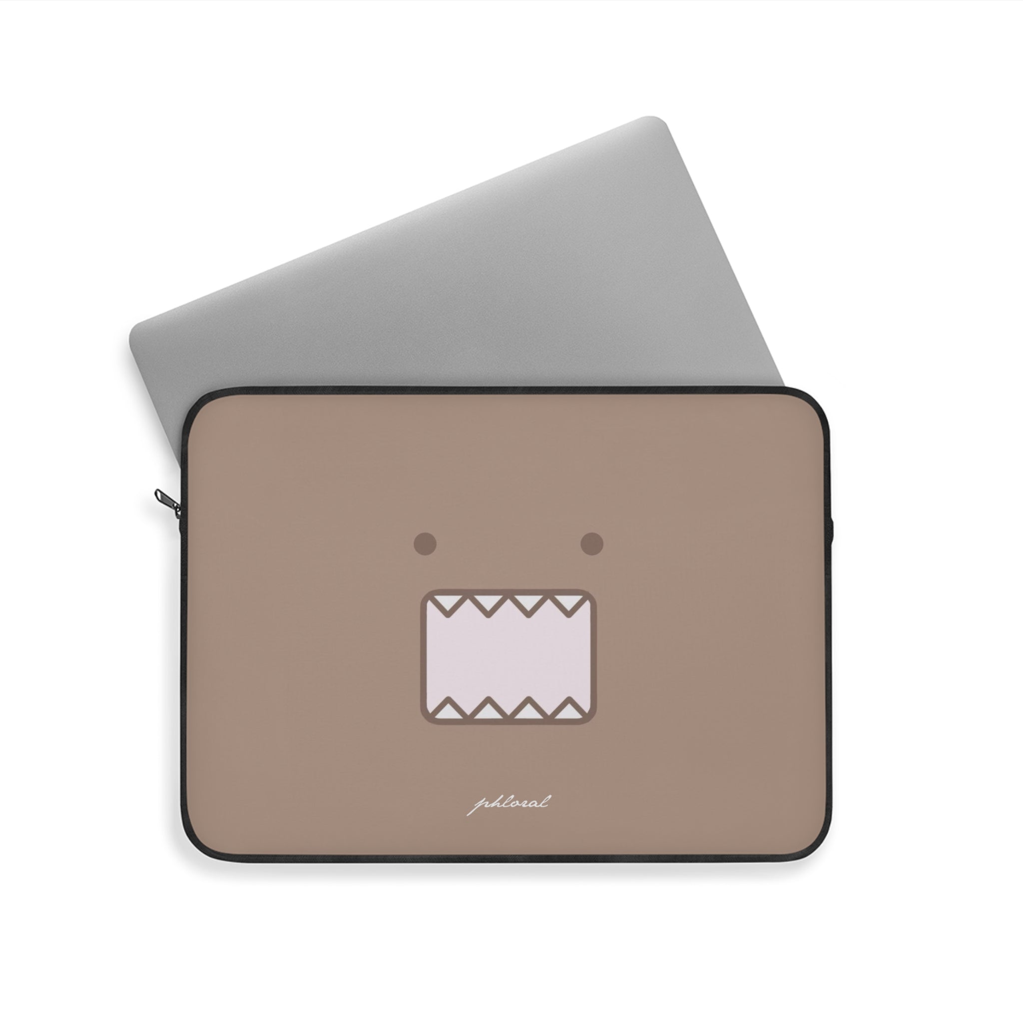 Cute Domo-Kun Face Laptop Sleeve — Brown Cartoon Protective Case