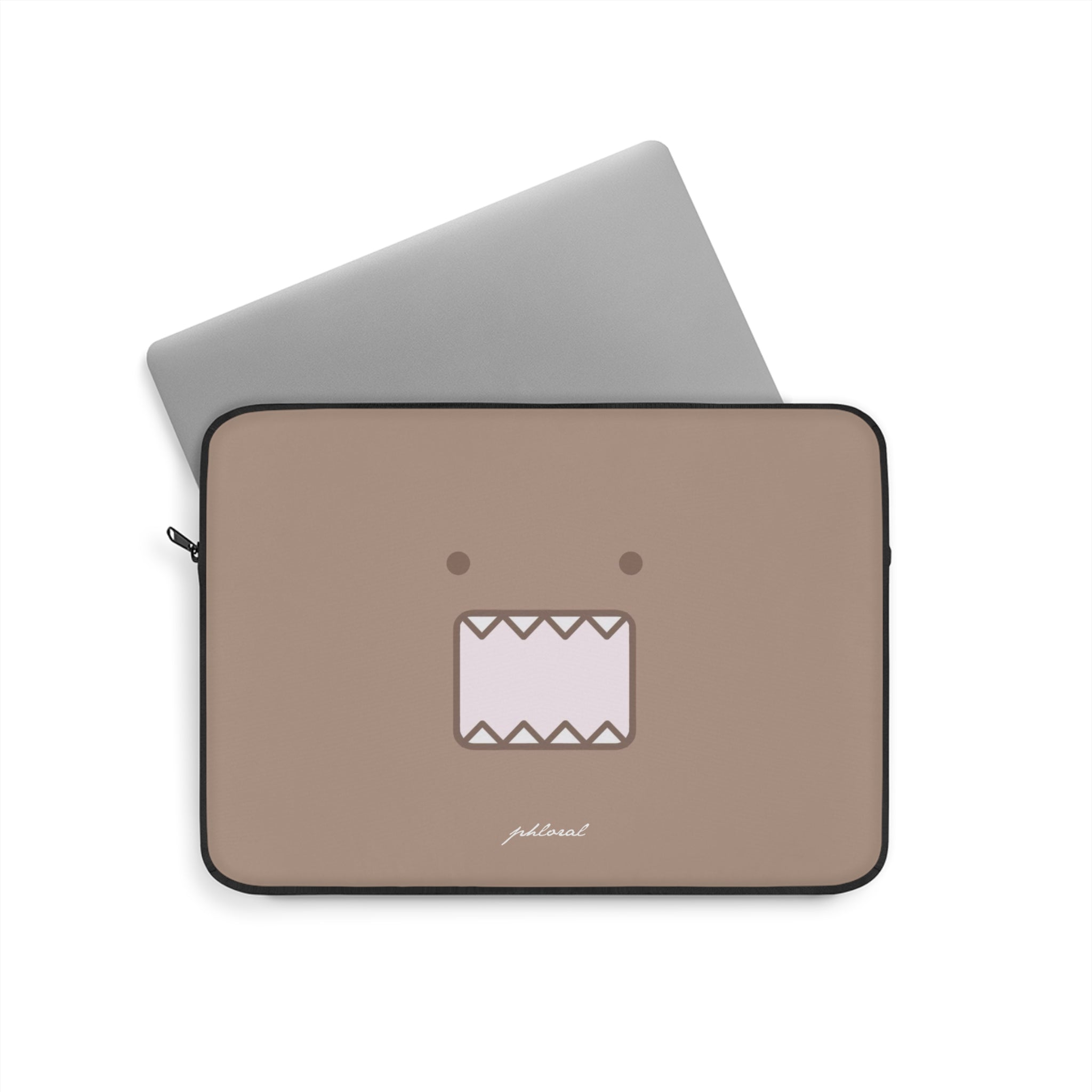 Cute Domo-Kun Face Laptop Sleeve — Brown Cartoon Protective Case