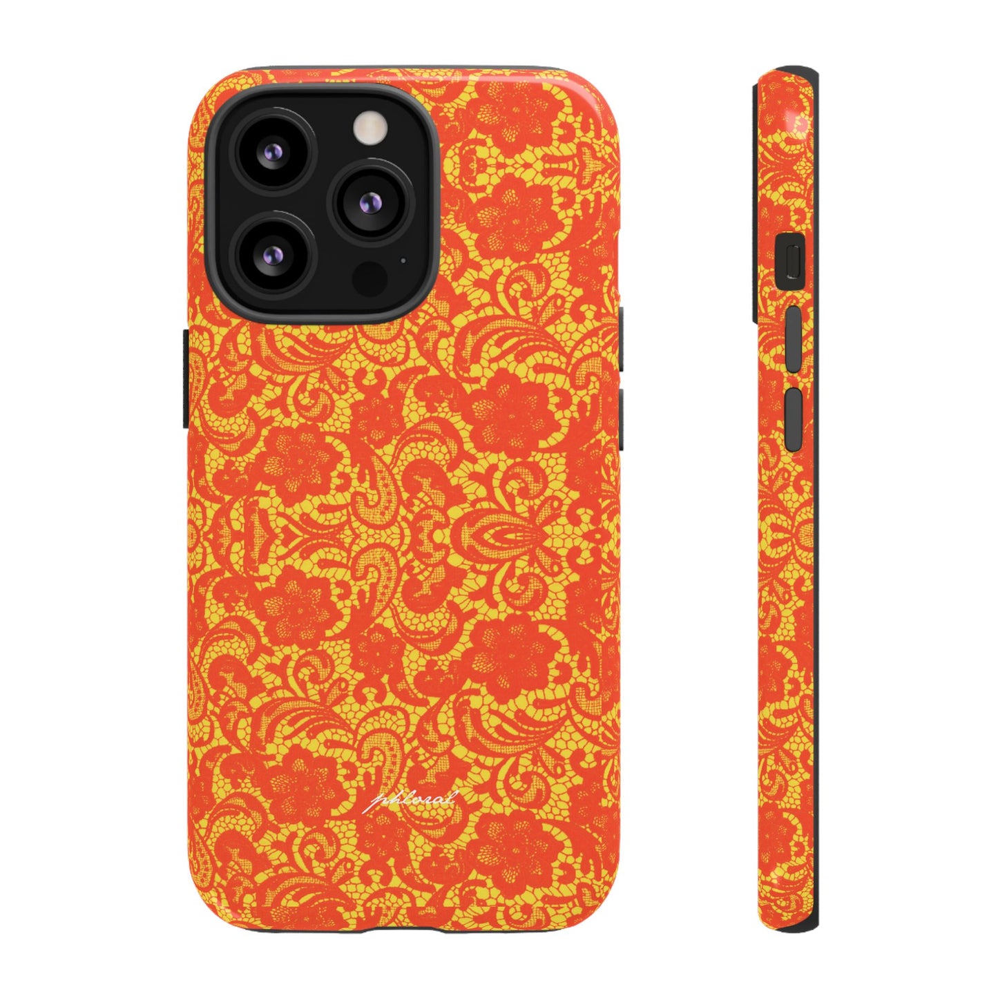 YSL phone case Amber Lace golden-trimmed bezels and camera island