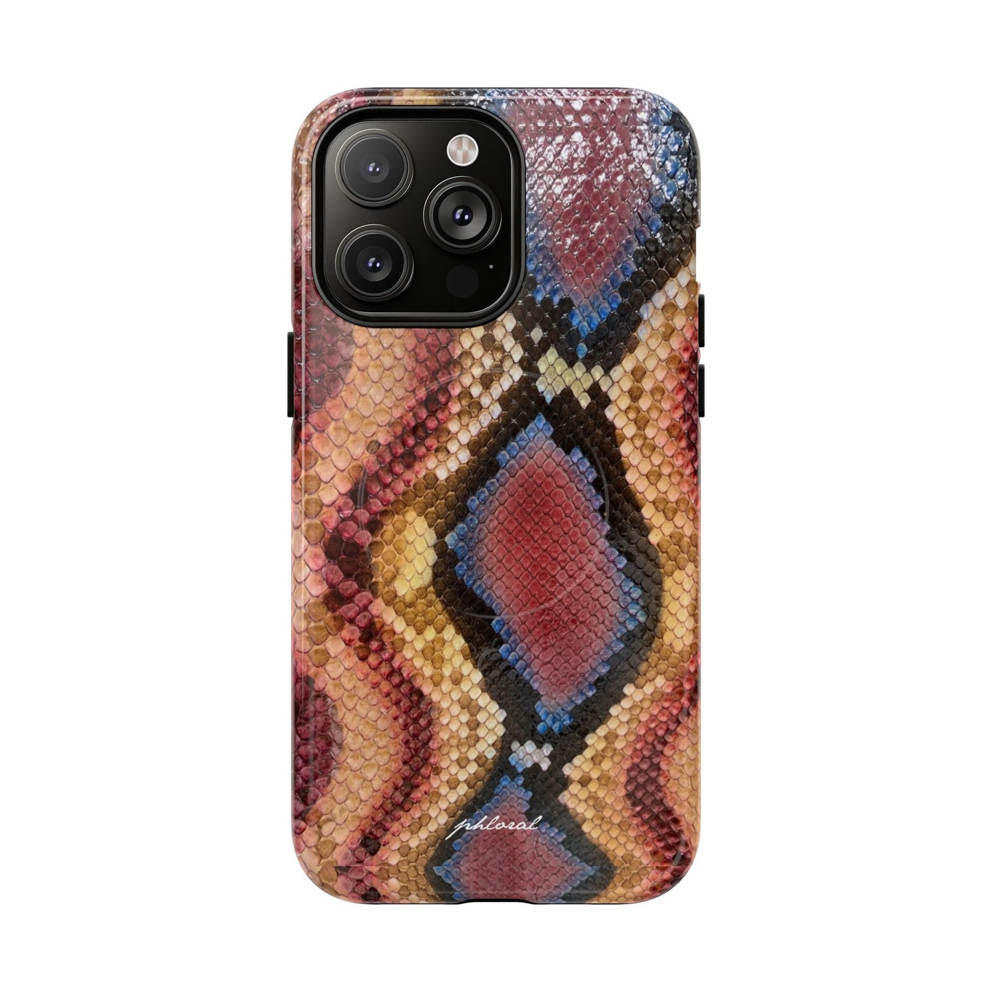 iPhone with Colourful Amber accessory on desk