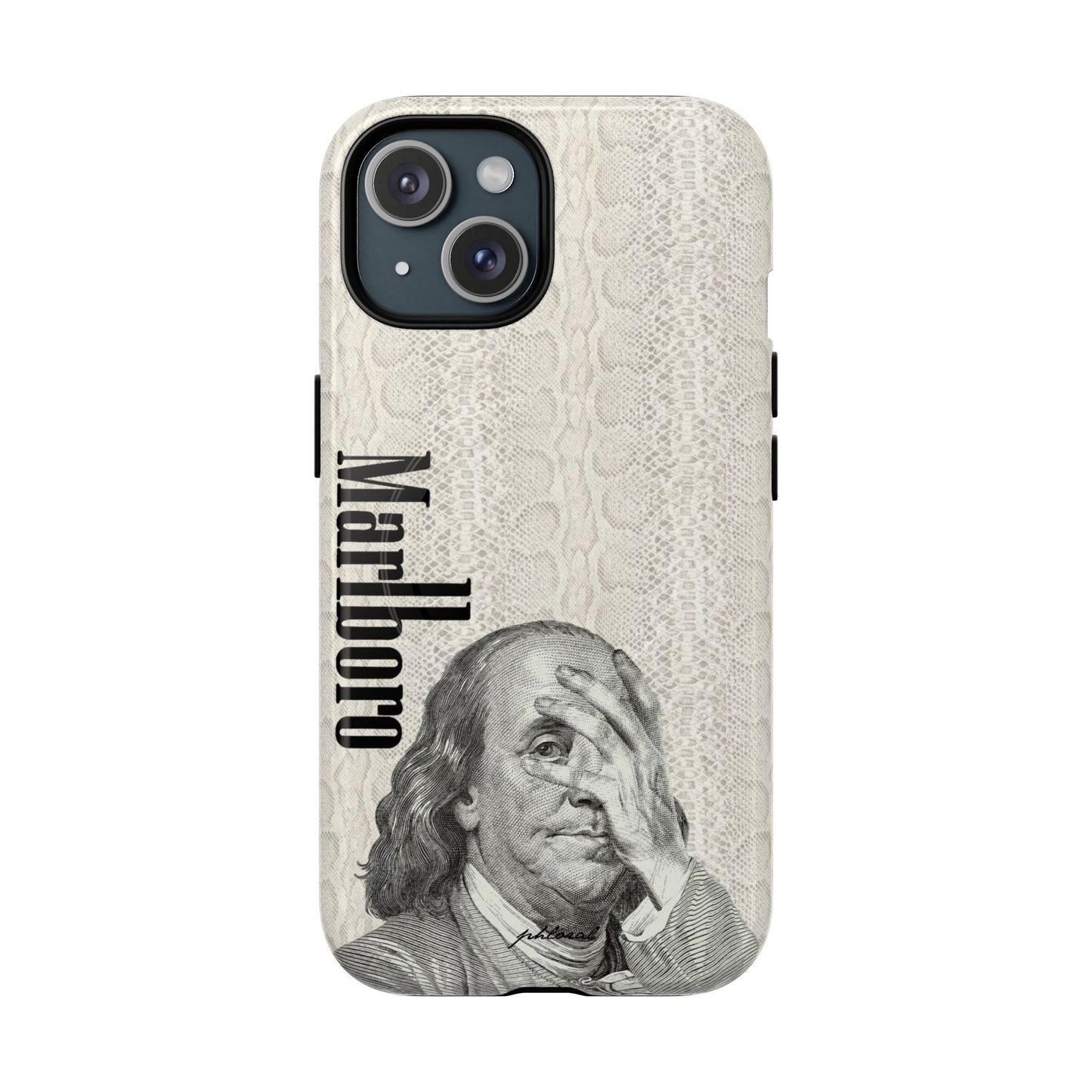 Wealth wasted Magsafe case displayed with iPhone on desk