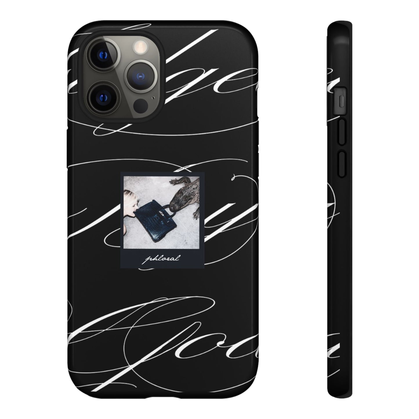 Tempted by Luxury luxury black marble iPhone case with raised bezel