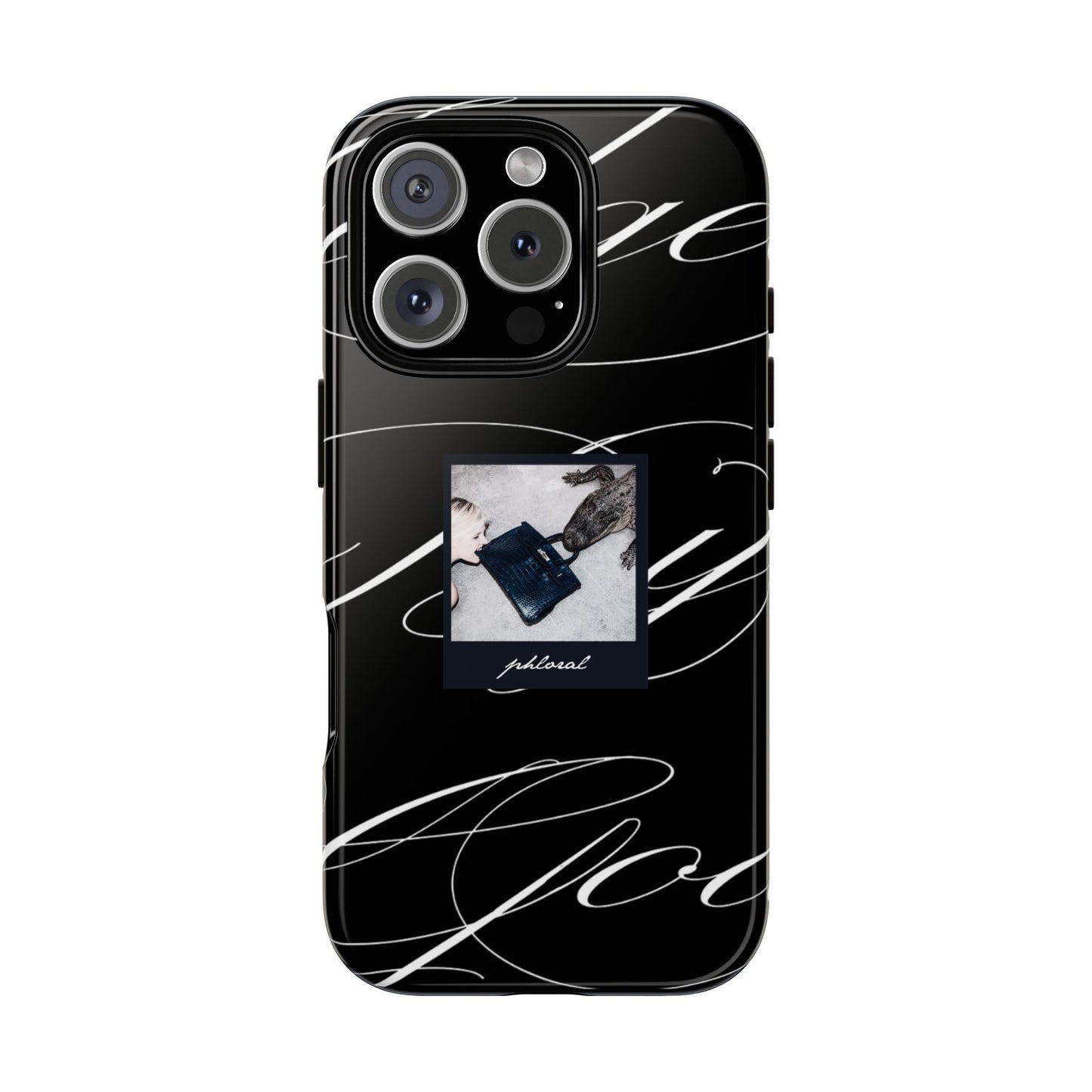 Tempted by Luxury black marble evil eye phone case front view