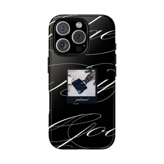 Tempted by Luxury black marble evil eye phone case front view